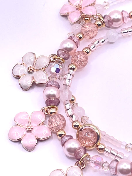 Pink and White Floral Bracelet