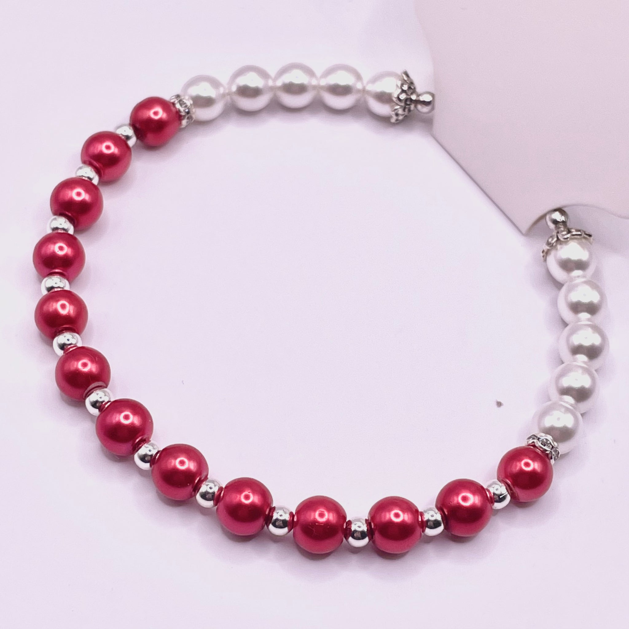 Red & White Pearl Bracelet