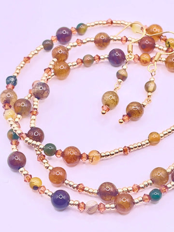 Natural Agate Bracelet and Earrings