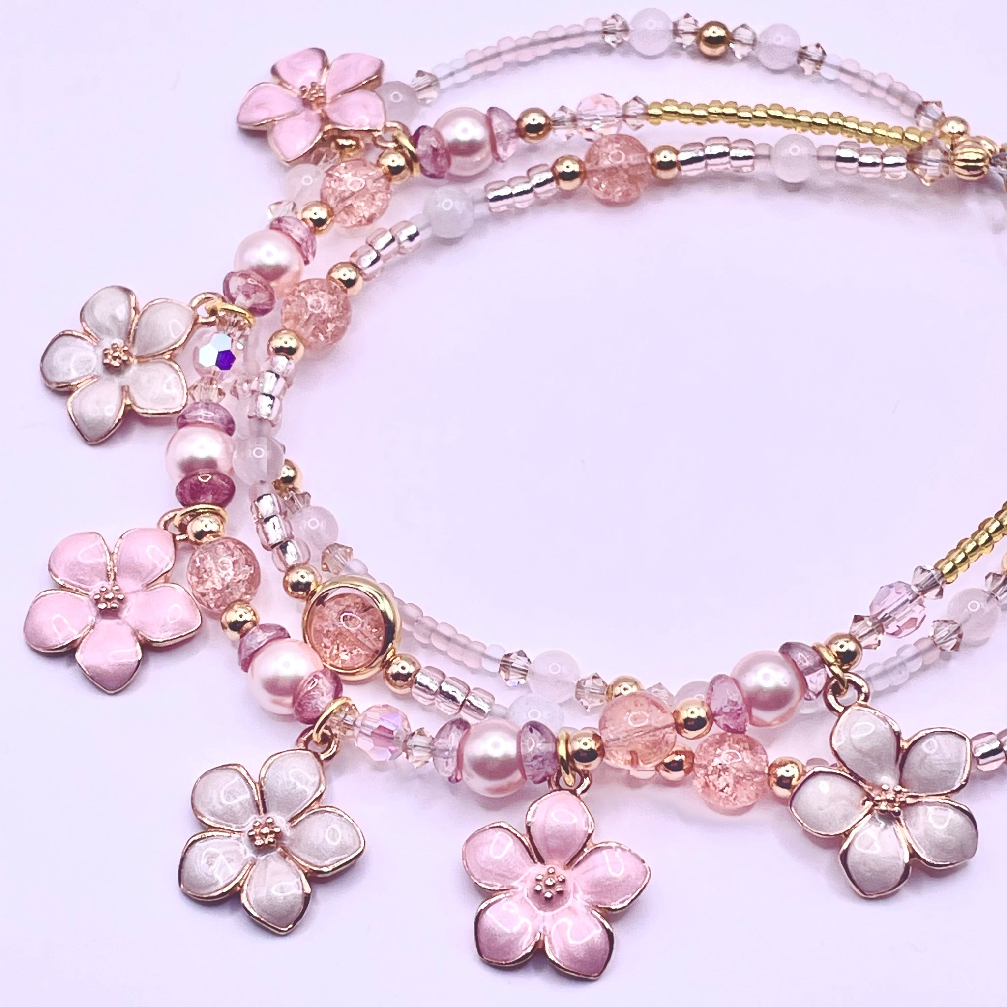 Pink and White Floral Bracelet